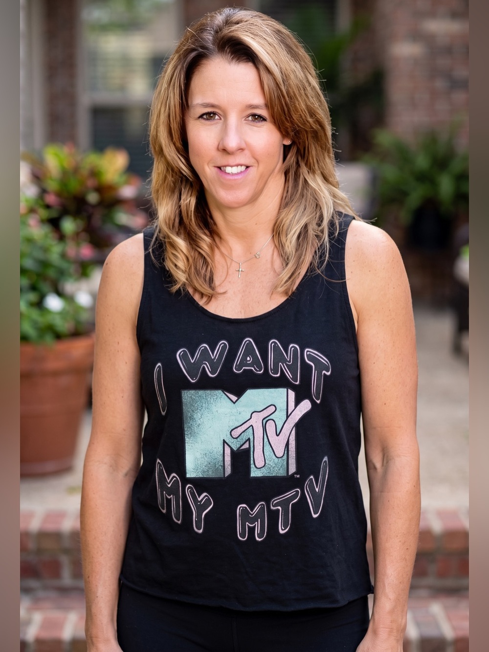 American Eagle MTV Black Crop Tank Top with Mint Logo Size XL